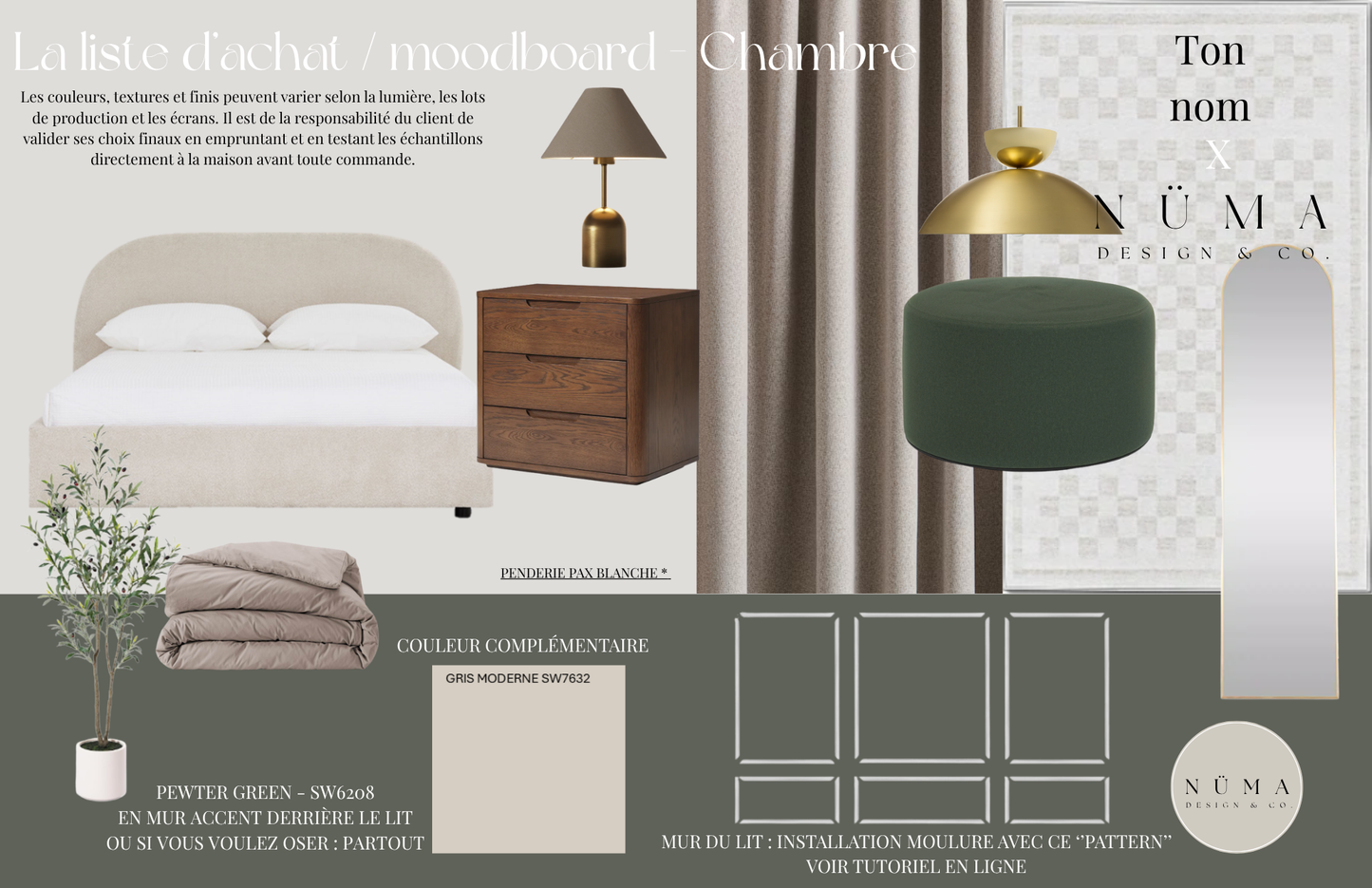 Moodboard / liste d'achat personnalisé