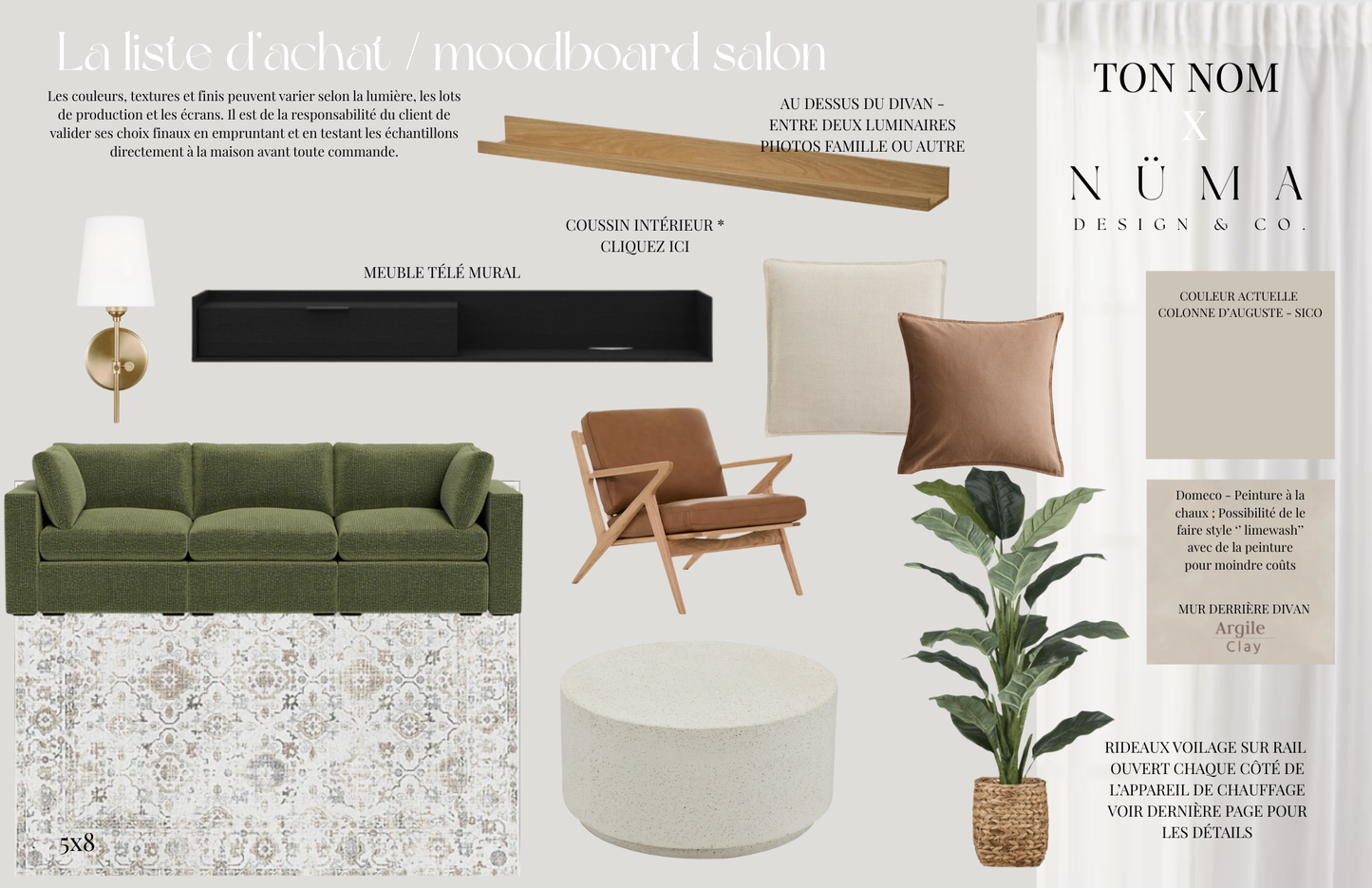 Moodboard / liste d'achat personnalisé
